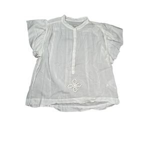 By Malene Birger Short Sleeve Blouse Size US M White Top Shirt Cottagecore